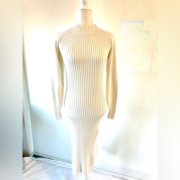 Lulu's Chic Cream Ribbed Knit Dress - Picture 7 of 16